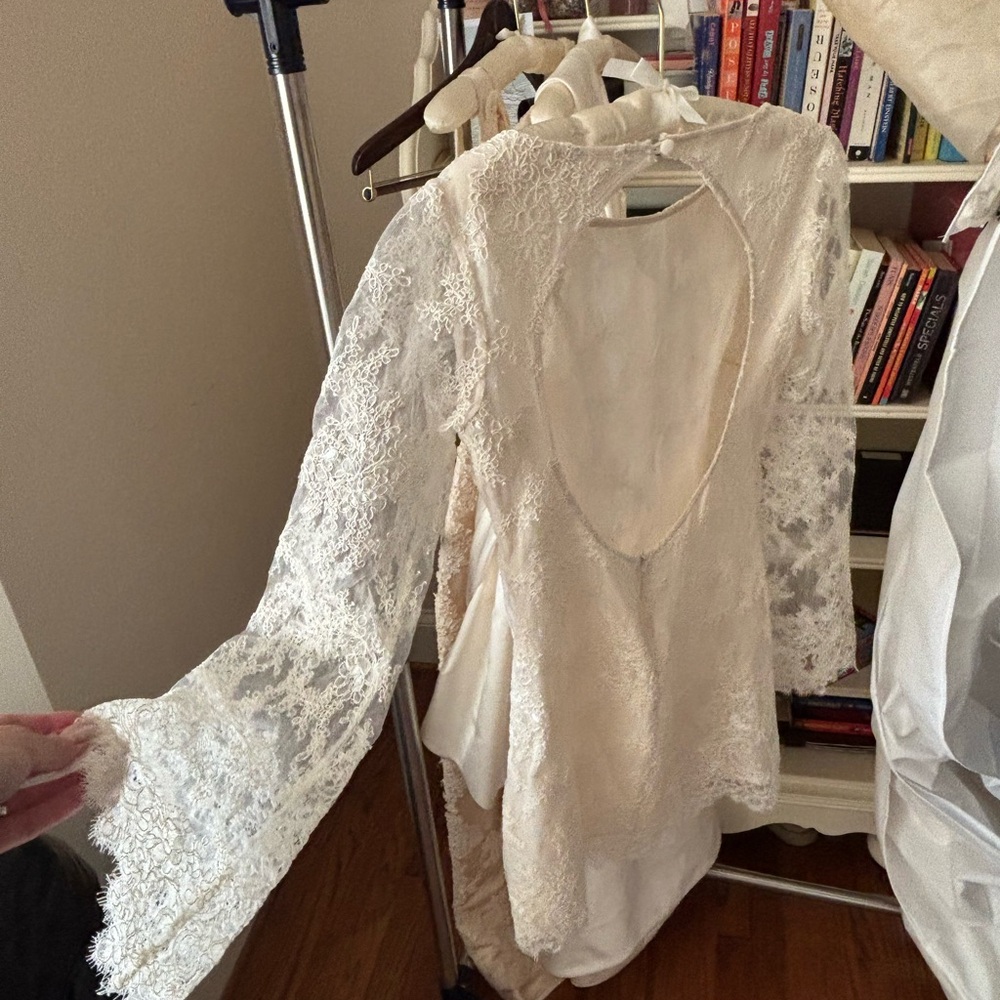 Reformation Ivory Lace Long-Sleeve Mini Dress - Picture 6 of 7
